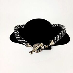 Chic Handmade Crochet Black and Silver Necklace